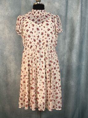 Torrid cream floral chiffon garden midi dress